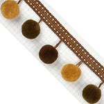 ruban décoratif moderne pompons peluche rayures dorées bleu marine orange