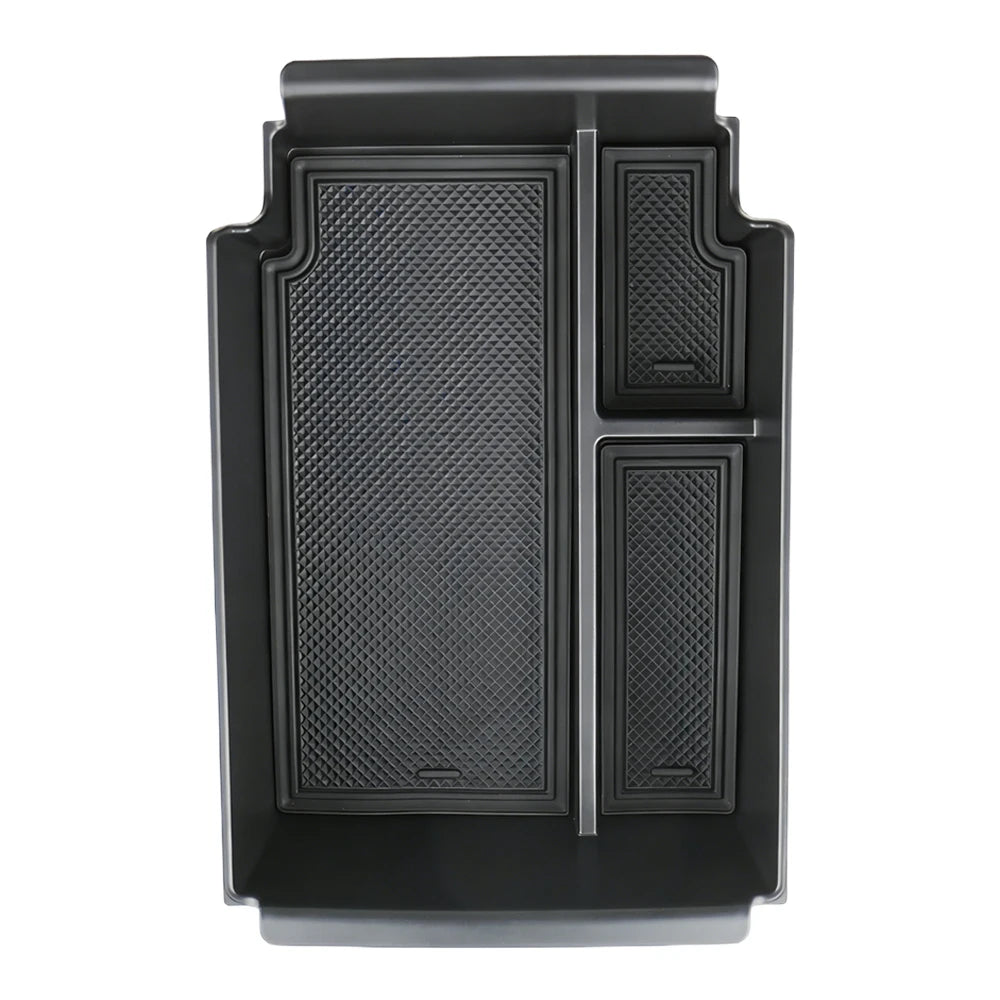 organisateur console centrale noir boîte rangement abs lumière plateaux amoviblesintérieur lisse moderne utilitaire