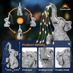 statue éléphant solaire guirlande led jardin extérieur décoration animaux gris pierre zenextérieur