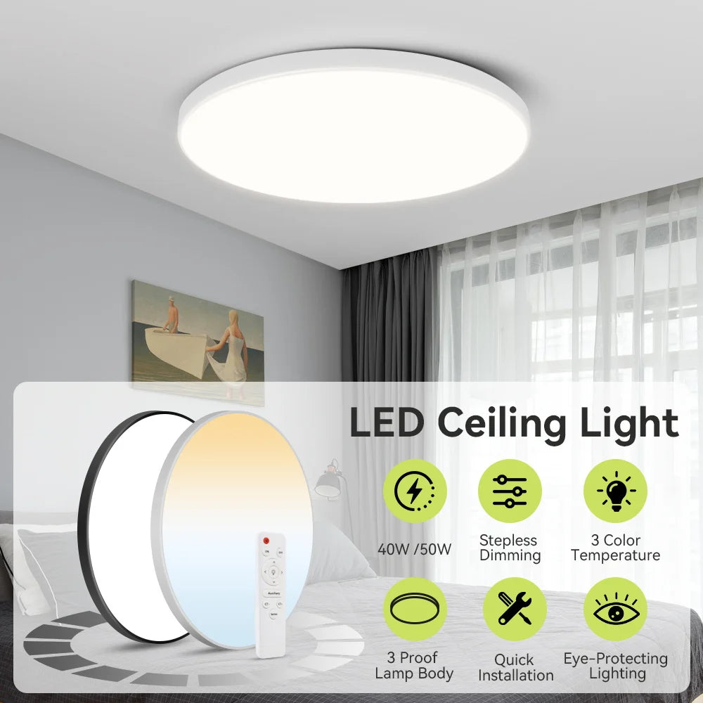 lampe led moderne blanc télécommande facile.surface mount 30w 40w 50w