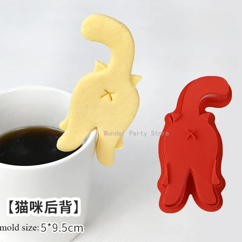 biscuits animaux dessin animé emporte pièces créatifs chats cerfs écureuils marron vert jaune