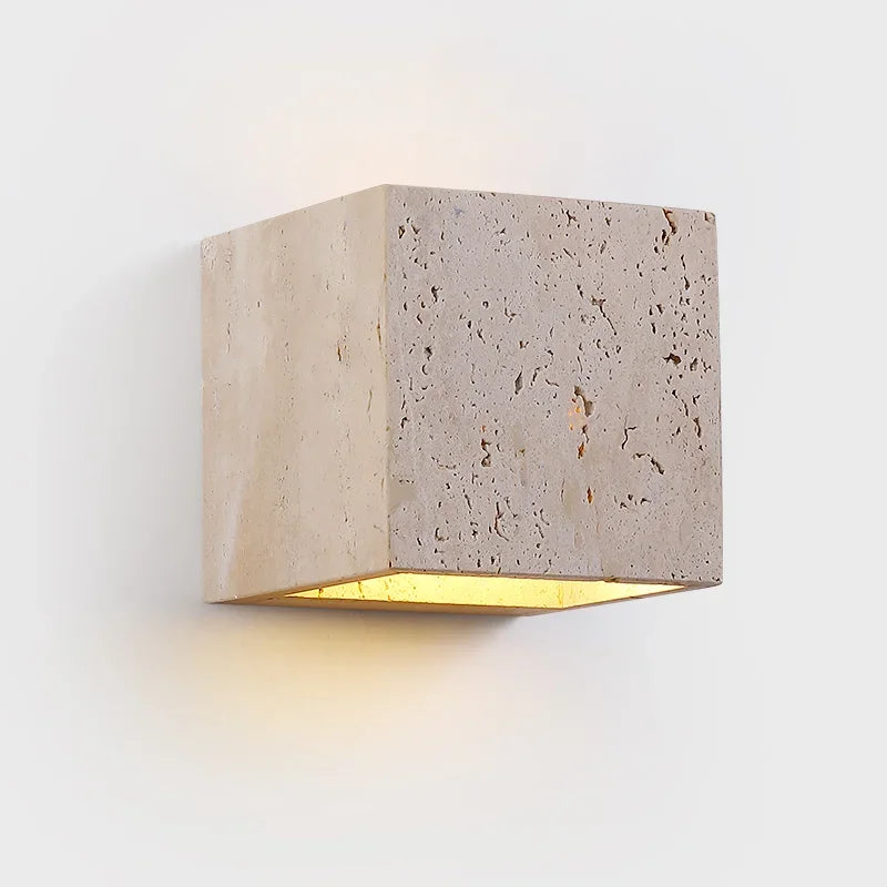 lampe murale moderne pierre naturelle beige clair intérieur éclairage led non résistant l'eau autonomie
