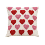 housse coussin brodée velours coton motif cœur relief rose décoration maison valentin 45x45cm