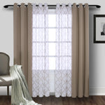 rideau moderne polyester motif géométrique bleu marine gris translucide opaque pièces chambre salon