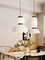 suspension lumineuse moderne soie rayures horizontales blanc noir 2000 82000 lumens chambre étude