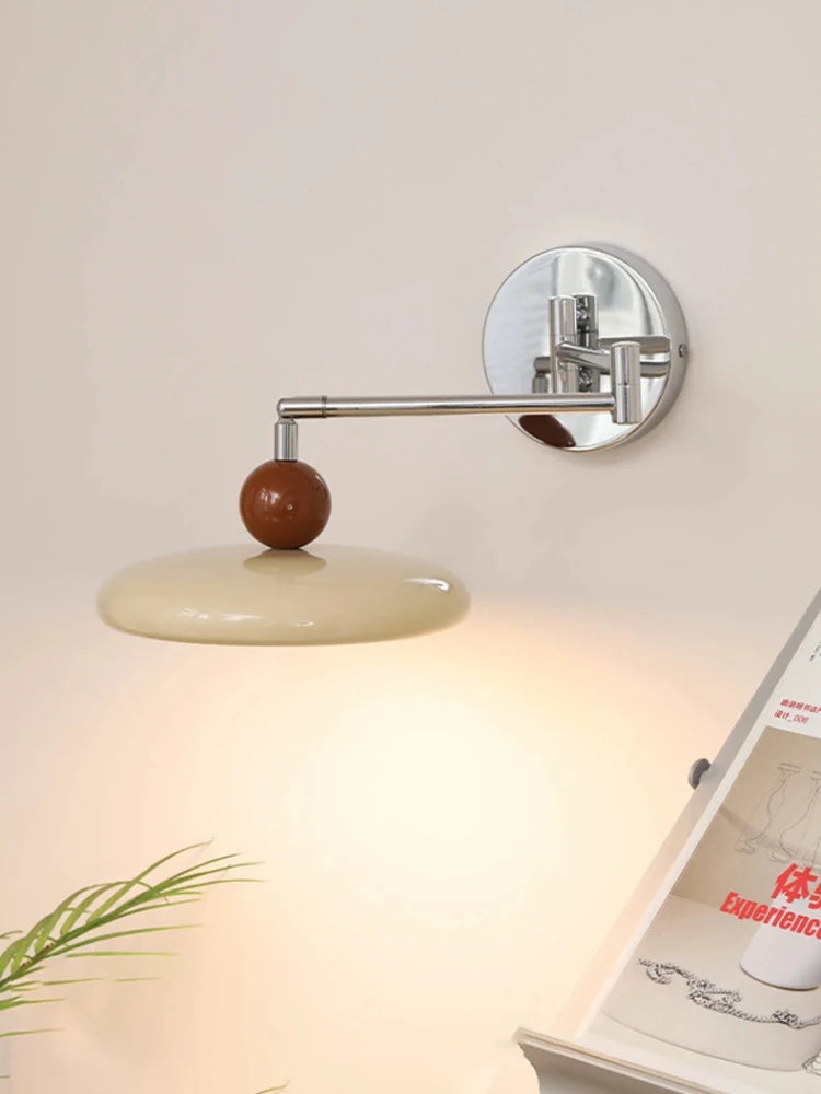 lampe murale led moderne rétractable rotative fer blanc chambre cuisine salle bain