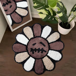 tapis sol moderne motif fleurs visage décor chambre salle bain antidérapant doux polyester