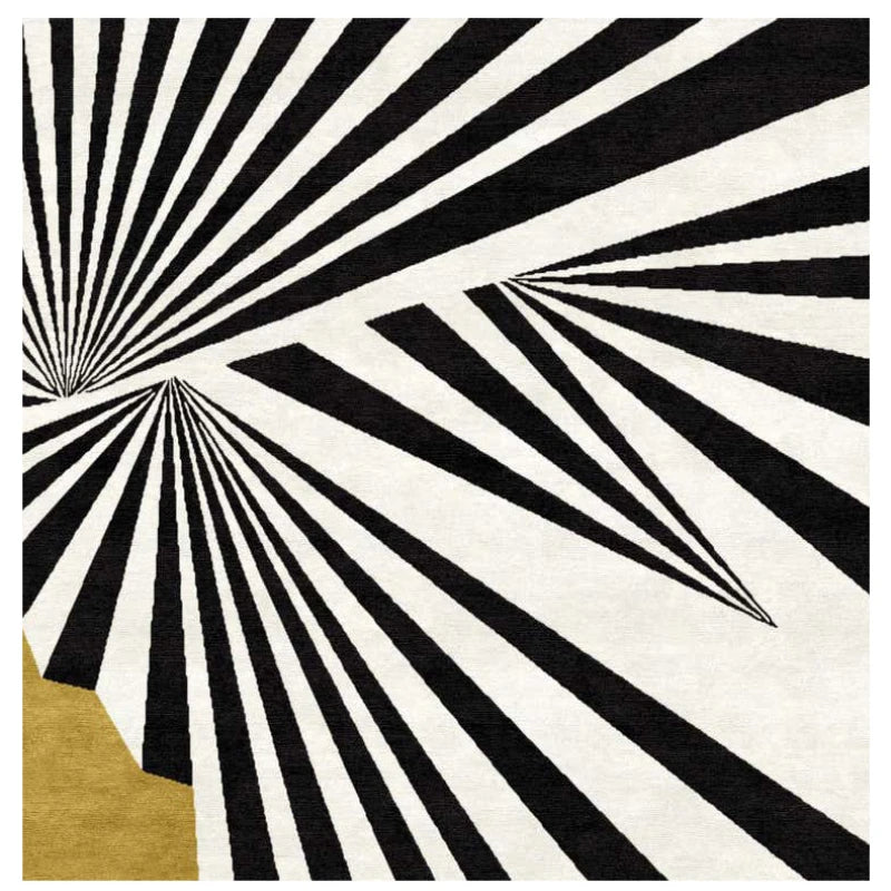 tapis noir blanc rayures concentriques anti dérapant moderne nordique salon chambre