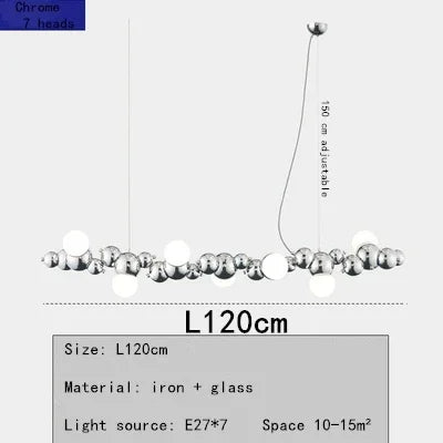 suspension lumineuse moderne doré blanc boules métalliques sphères translucides câble fixé nordique éclairage intérieur