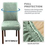housse chaise velours motif feuilles extensible élastique fauteuil salle manger moderne