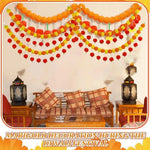 guirlandes decoratives fleurs marigolds jaune orange rouge decoration diwali festif traditionnel