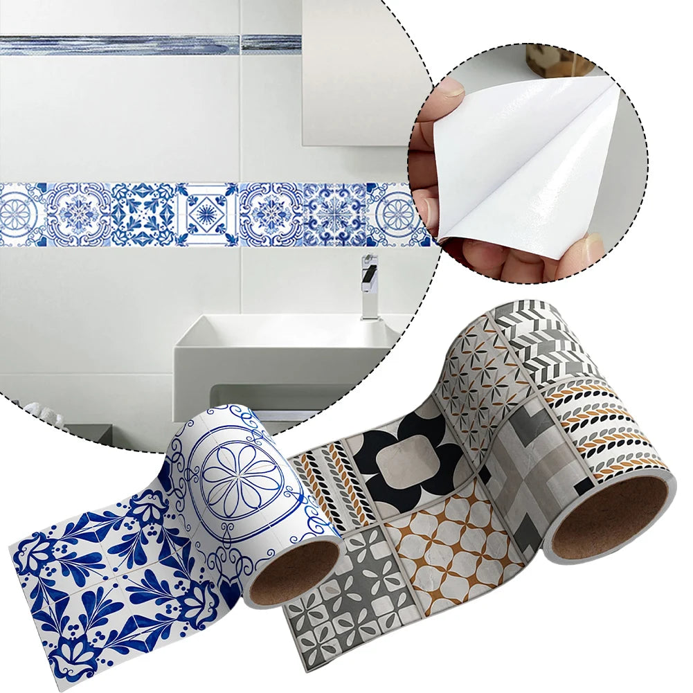 rubans autocollants décoratifs motifs géométriques moderne blanc bleu gris marron beige adhésifs muraux sol