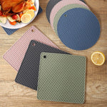 tapis silicone nid d'abeille rond carré antidérapant bleu rose gris vert moderne cuisine