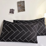 lot deux taies d'oreiller rectangulaires 48x74cm housse coussin décorative motif géométrique moderne
