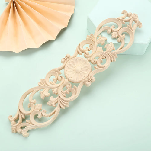 plaque décorative bois fleur ornements baroques classique 30x7cm opaque maison