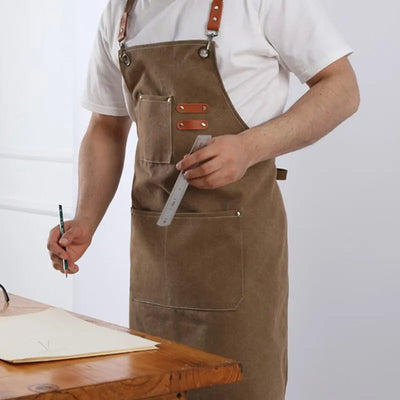Tablier de cuisine femme en toile jaune avec poches - Ombre Interieur