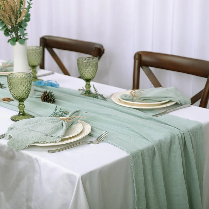 Chemin de table coton brut naturel blanc pour mariage