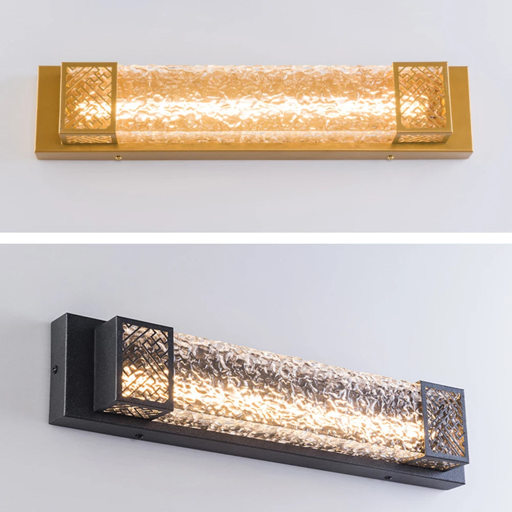 lampe murale moderne led noir doré verre ip65 48cm 60cm 90cm