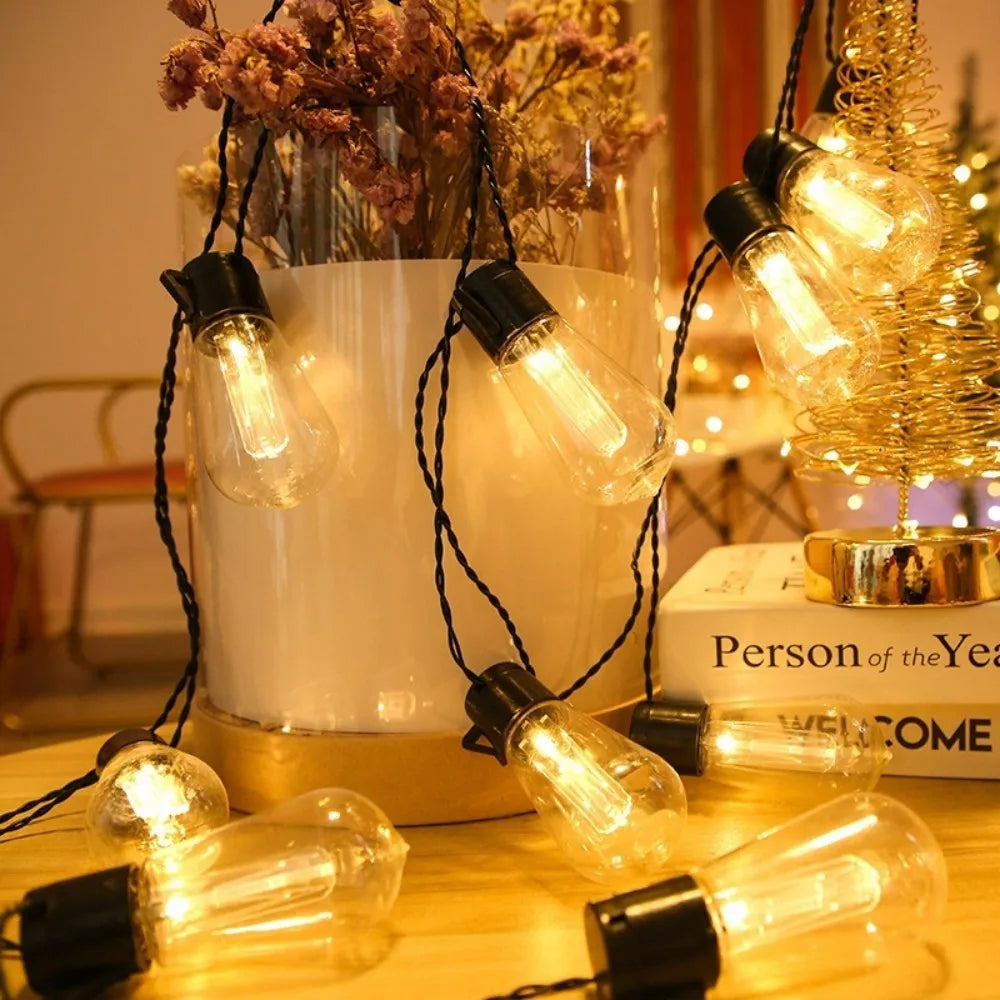 guirlande lumineuse solaire extérieure 20 led transparentes clips câble noir vintage moderne