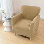 housse fauteuil jacquard carreaux moderne bleu beige gris extensible adhésif