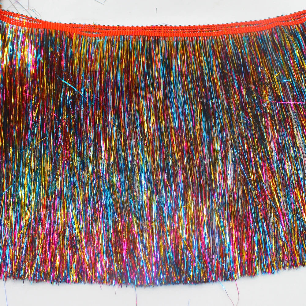 ruban frisé franges brillantes or multicolore décoratif textile maison 20cm longueurversible utilisation