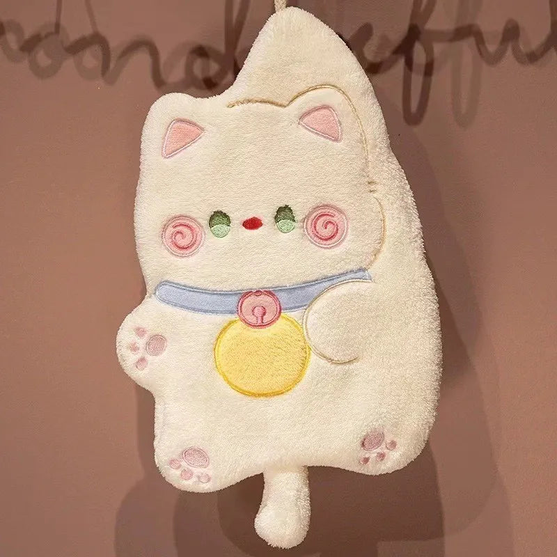 serviettes chat mignon gris blanc beige douces kawaii salle bain buccale nettoyage