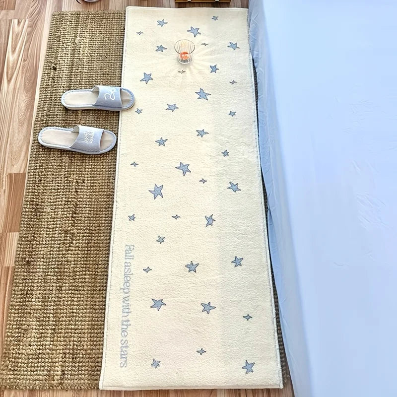 tapis moderne étoiles multicolores doux polyester imperméable non slip bedroom bedside rugs beige
