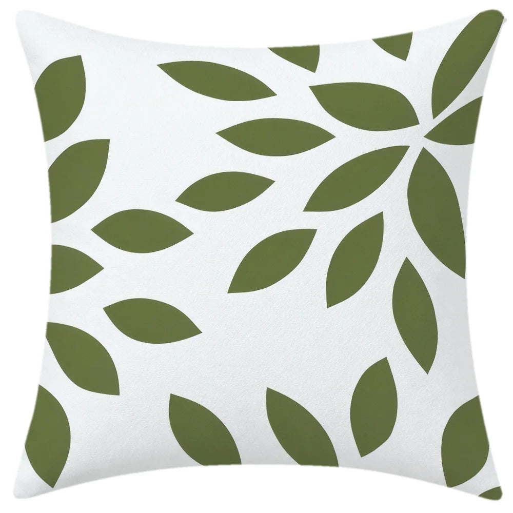 lot housses coussin vert clair motifs géométriques modernes salon maison