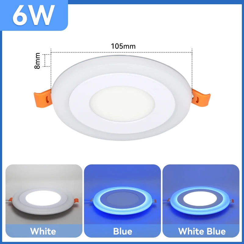 Panneau LED moderne blanc bleu rond carré clips métalliques 90V 260V LED
