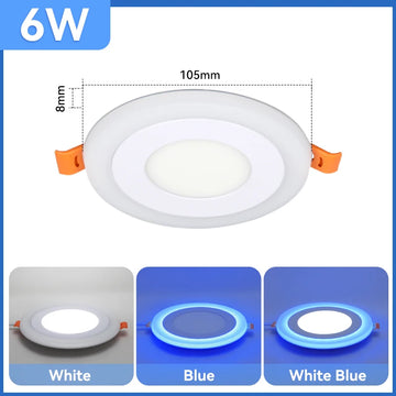 Panneau LED blanc bleu moderne 6W 9W rond carré clips inclusion