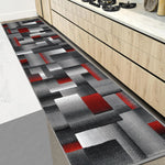 tapis moderne géométrique gris rouge vert chambre salon contemporain usage multiple