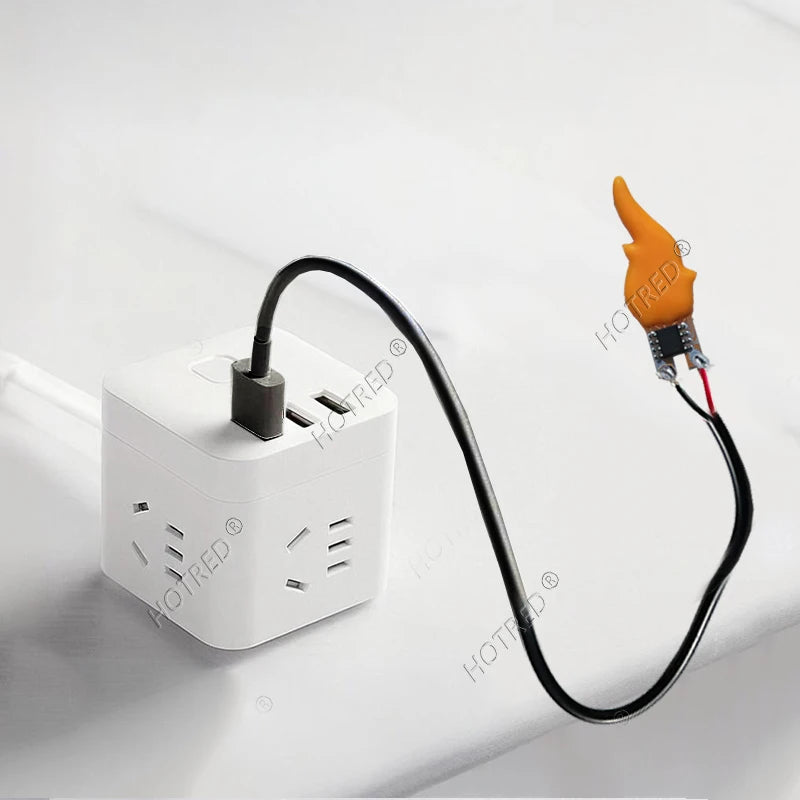 décoration anniversaire bougie led flamme orange moderne câble usb 5v 280mm