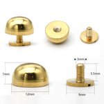 boutons cuir dorés classiques vis lisses sacs main maroquinerie 10x6mm 12x7mm