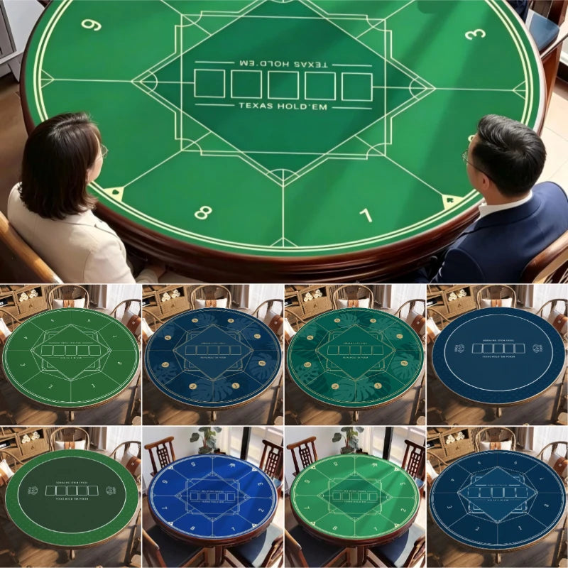 tapis table poker rond vert bleu motif cartes jeu casino tapis jeu