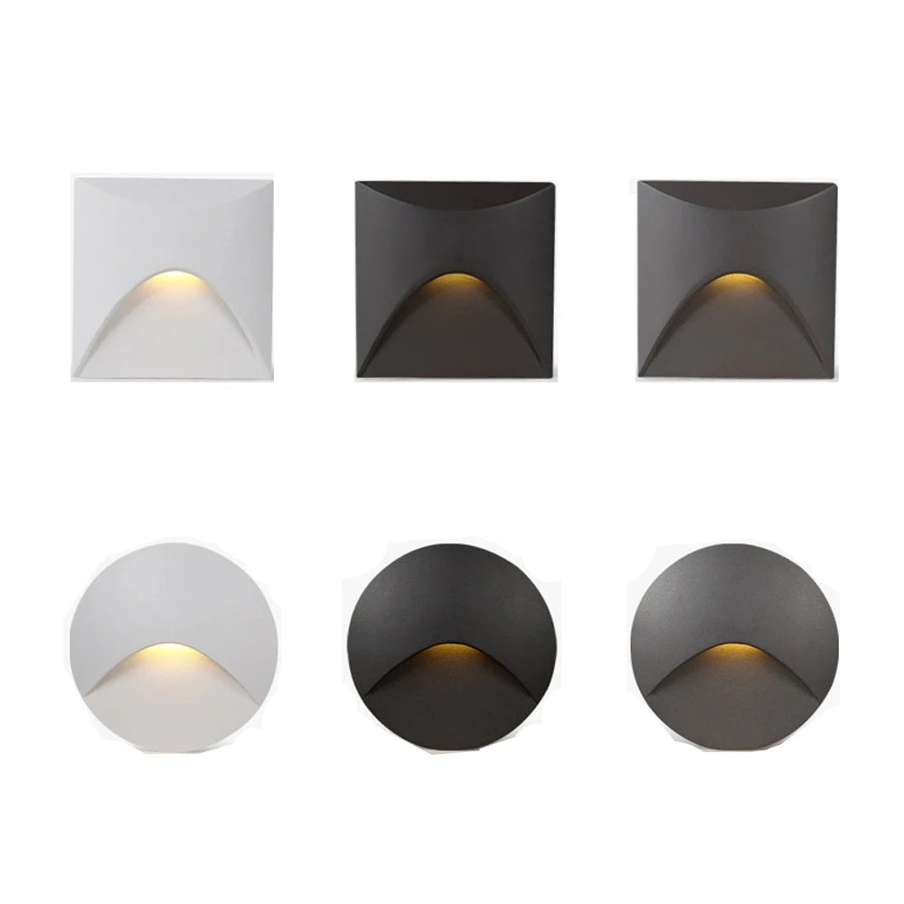 Éclairage extérieur applique LED moderne 3W blanc noir adhésif 85x85mm contemporain