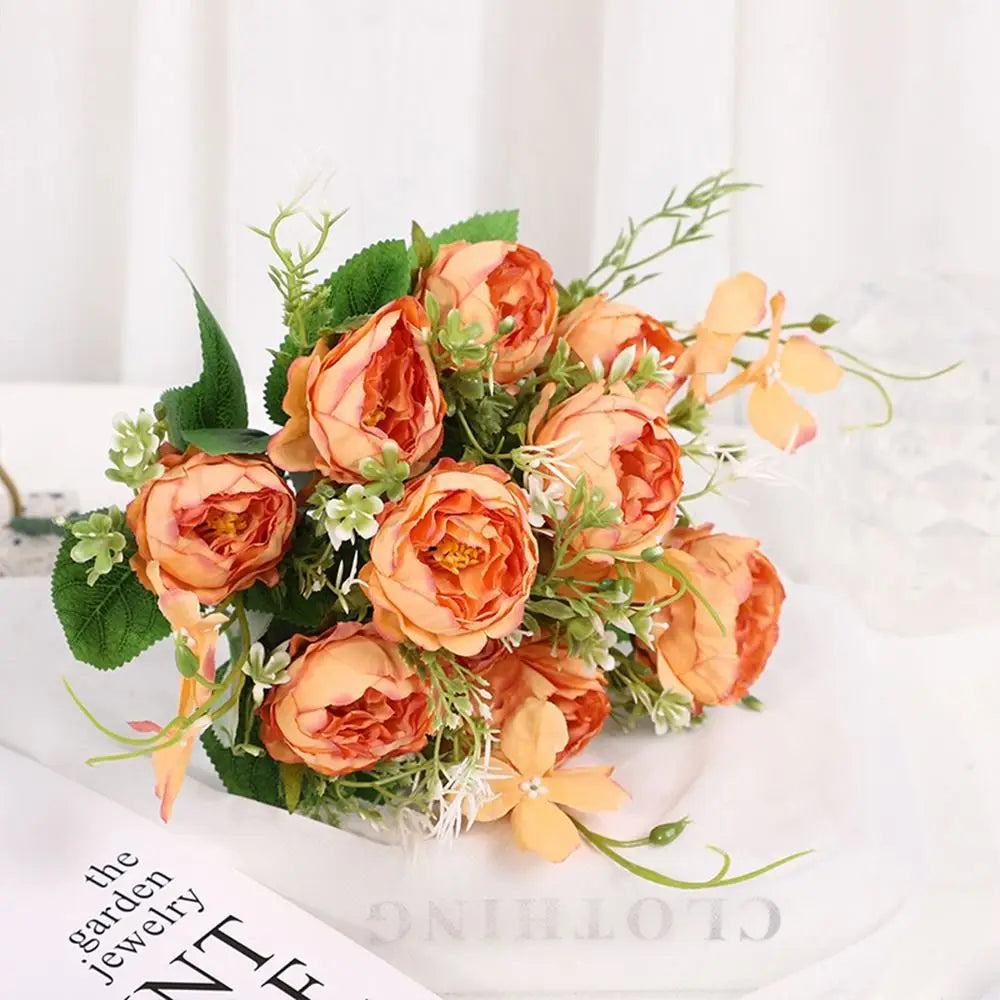 bouquet fleurs artificielles rose blanc classique intérieur décoration nouvelle année anniversaire