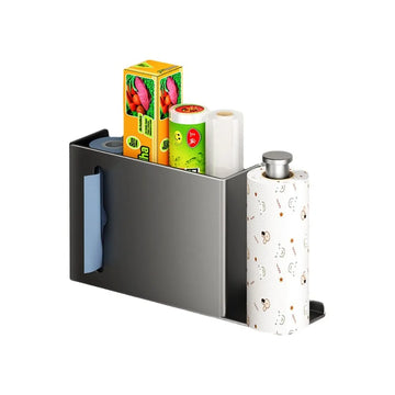 support mural adhésif gris moderne rangement papier toilette plastique sacs poubelles multifonction humidité résistance