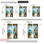 rideau moderne gris vert bleu beige blanc paysage marin polyester festif decoration fenetre