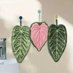 gant toilette vert rose feuille stylisée doux moelleux moderne décoratif absorbant rapide