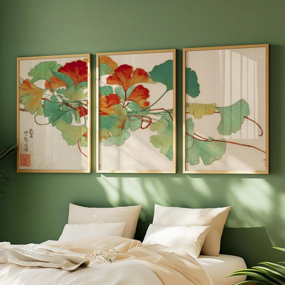 affiches toile abstraites feuilles stylisées moderne minimaliste décoration murale salon maison