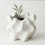 pot fleurs forme irrégulière moderne blanc texturéintérieur extérieur drainage succulentes