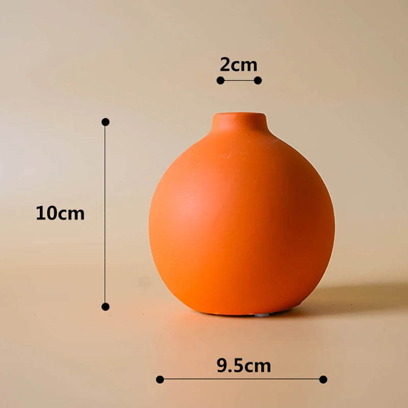 vases modernes orange jaune bleu mat opaques table decoration fleurs artificielles
