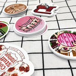 sticker holographique personnalisable adhésif résistant eau moderne graphique multicolore rouge blanc rose bleu vert