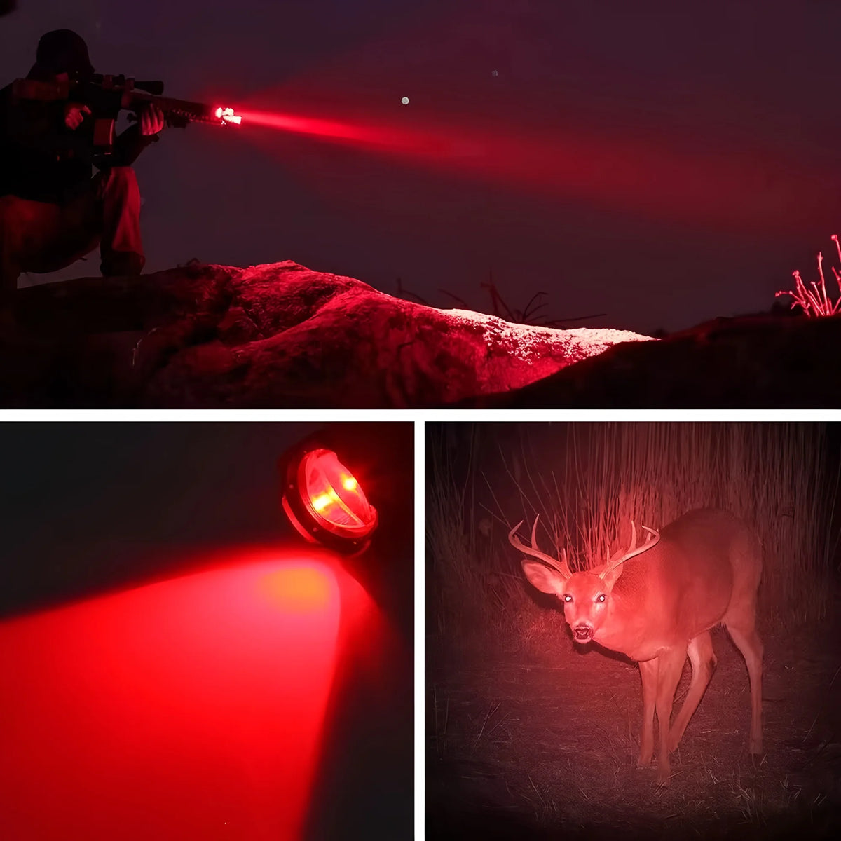 lampe torche led rouge rechargeable aluminium robuste tactique chasse camping pêche