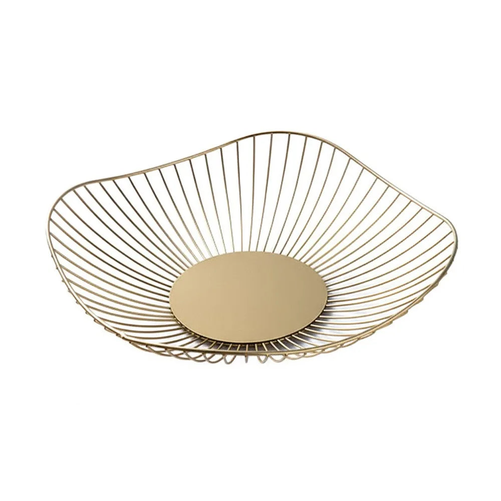 corbeille fruits métal noir doré maille géométrique moderne rangement cuisine