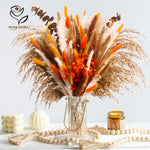 Bouquet fleurs séchées orange rustique décoration intérieure anniversaire fête casa