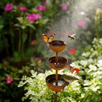 fontaine oiseaux marron rustique effet rouille moderne naturelle jardin decoration
