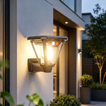 lampe solaire led extérieure moderne étanche noir fixation murale solaire panneau