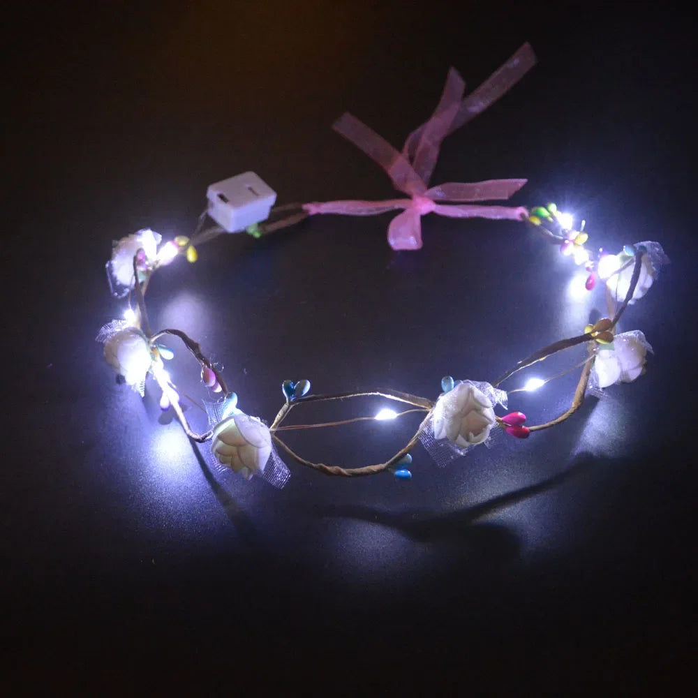 couronne lumineuse multicolore fleurs artificielles guirlande led occasion fête anniversaire noël saint valentin mariage