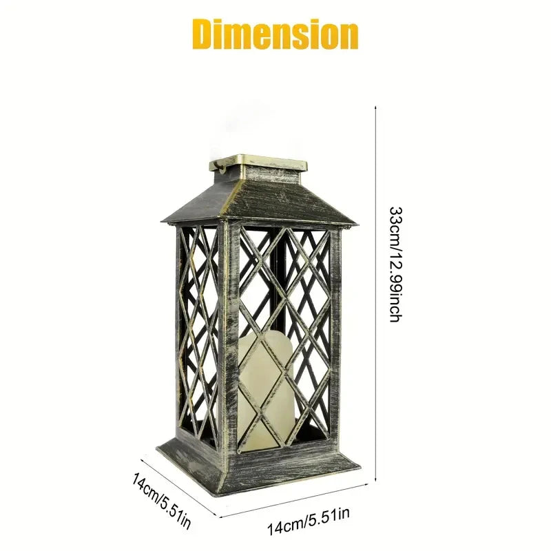 lanterne solaire marron doré grille métal vintage bougie led étanche patio extérieur contemporain autonomie
